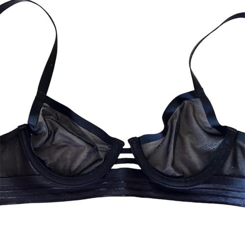 ELL = ALE 32A Black Demi Bra Sexy Sheer Lingerie NWOT