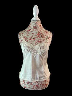 Vintage JC Penney Cream Camisole Cropped 34 Lace Top Lingerie