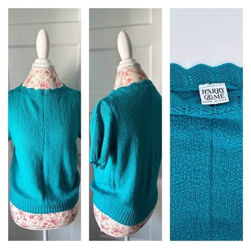 Vintage Womens Teal Sweater By Barry And Me 1970’s 1980’s Fall Scalloped Neck