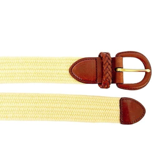 Talbots Genuine Brown Yellow Leather Belt Stretchy Classic Preppy 48” Plus Size