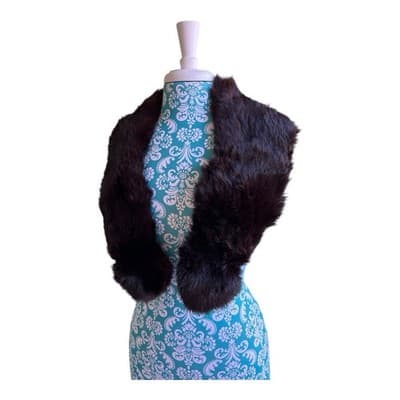 Vintage Antique Brown Real Mink Fur Collar Multi Purpose Stole For Coat Sweater
