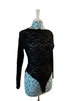 Vintage Victorias Secret Skinny Fit Fitted Black Lace Top Gold Label