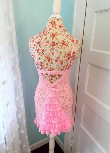 Victorias Secret The Lacie Pink Ruffled Lingerie Negligee Nightgown Large