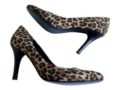 Size 8 Brown Leopard Animal Print Nine West Shoes Heels Pumps Women’s