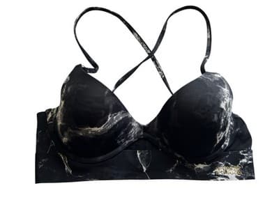 PINK Victorias Secret Bra Bonded Pushup Bralette Gray Tie Dye SZ M Active Wear