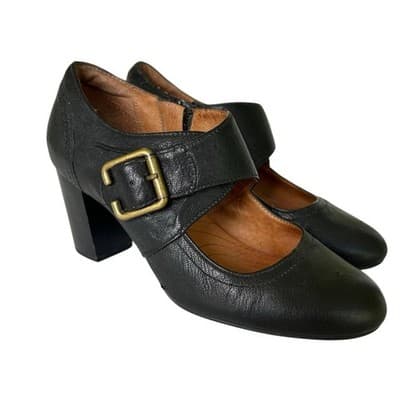 Clark’s Black Genuine Leather Maryjane Heels Shoes Rockabilly Cottagecore 6
