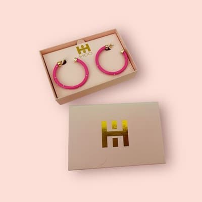 Original Pink Earring Hoo Hoops Pearl New In Box Boxed Jewelry Gift