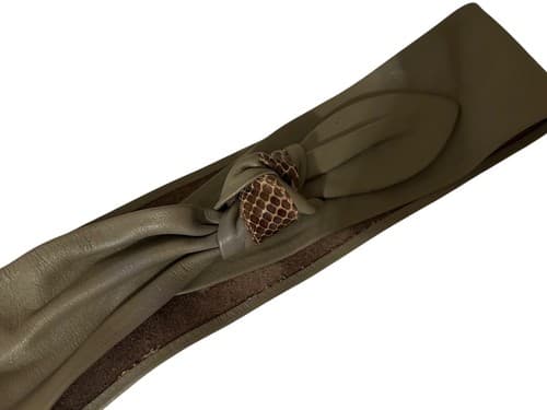 Vintage Leather Belt 1980’s Snakeskin Taupe Boho Wide Slouch Prairie Peasant