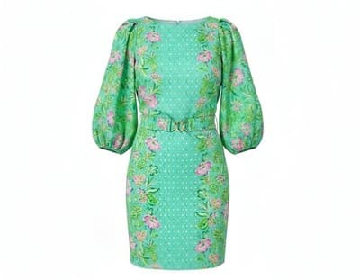 Lilly Pulitzer Large Oh Diamond Girl BARBARA DRESS Blouson Puff Sleeves