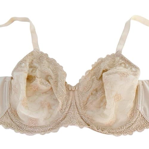 36D Lace Wacoal Bra Bralette Nude Beige Tan Sexy Lingerie