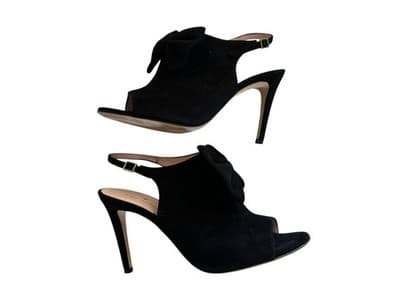 Size 7.5 Stunning KATE SPADE Genuine Leather Black Suede High Heel Shoes Pumps