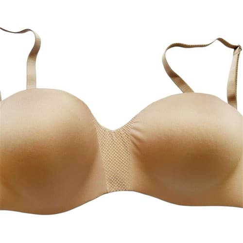 34D Maidenform Wireless Nude Bra Wire Free Smooth Cups Soft Beige Lingerie