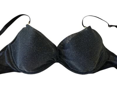 STUNNING ADORE ME BRA METALLIC GOLD BLACK SHIMMER RHINESTONES 38D VOLUP LINGERIE