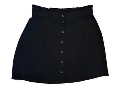 Loft Outlet Size 8 Black Ruffle Coquette Mini Skirt Button Front Ruffled Waist