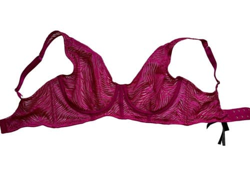 Victorias Secret Bra Wine Pink 34DD Unlined Plunge Boned Corset Bustier Sides