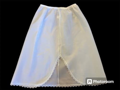 Vintage White Half Slip Slippery Shiny Soft Lingerie Skirt