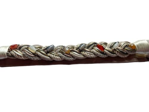 Vintage Silk Rope Belt Fall Earth Tones Beads Boho Prairie Peasant 1980’s Brown