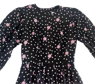 Vintage 1980’s Dress Romantic Floral Puffed Sleeves Lavender Roses Print 10