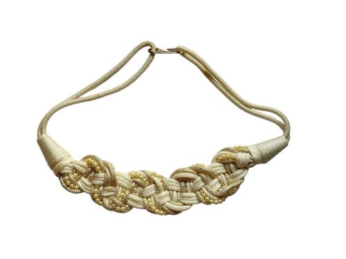 Vintage Braided Pastel Cream Rope Romantic 1980’s Cinch Belt Pearl Accents