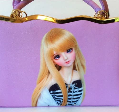 Rare Pink Big Eye Doll Purse Handbag Kawaii Rave Pastel Kitsch Novelty Rainbow