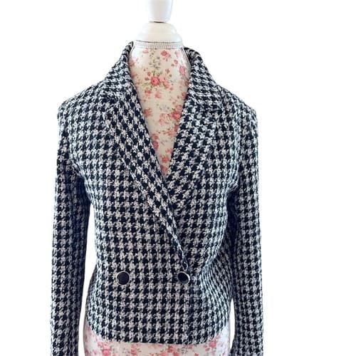 Maison D Amelie Paris Blazer Jacket 10 Blazer Tweed Black & Cream Cropped