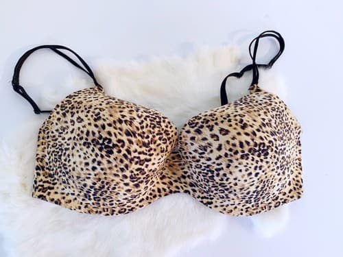 36D Black Wacoal Bra Bralette Fall Winter Glam Sexy Cheetah Leopard Lingerie