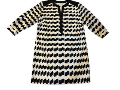 Crown & Ivy Size 14 Women’s Black And White Chevron Shift Dress Spring Summer