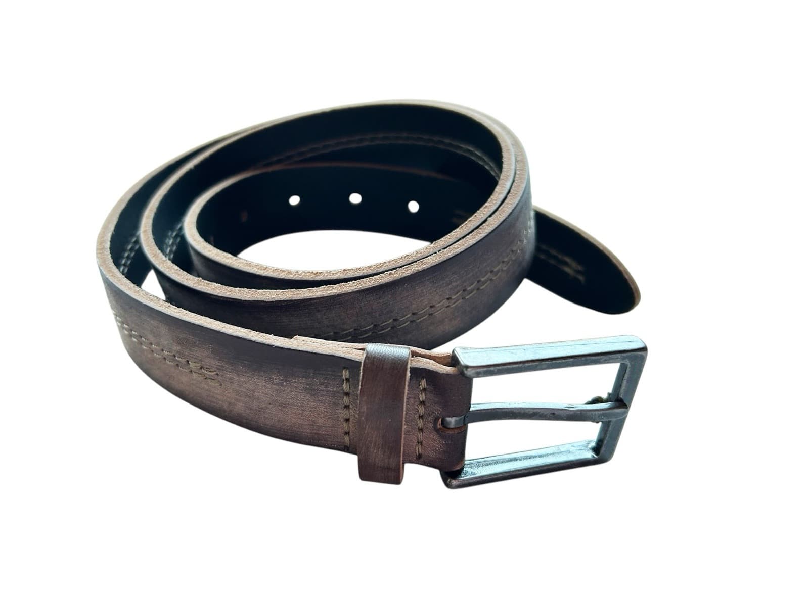 Amsterdam Heritage Made In The Netherlands Men Belt Gray Tan Genuine Leather 95