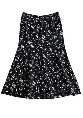 Christopher & Banks Women’s Long Black Skirt Size 8 Leaf Print Midi Beige Cream
