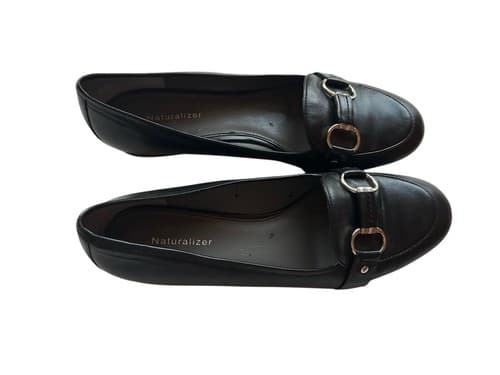 Naturalizer Black Genuine Leather Loafer 10 Silver Horsebit Old Money Shoes