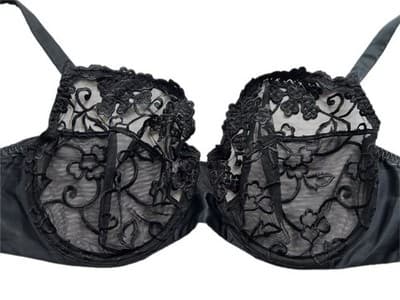 34F Simone Perele Black Lace Coquette Volup Silk Black Bra Lingerie Bombshell
