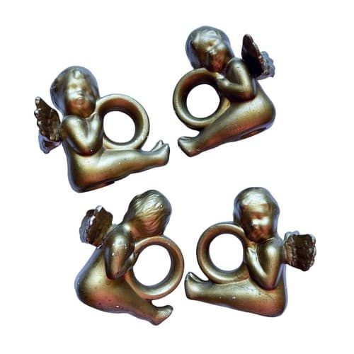 Set Of 4 Vintage Gold Angel Napkin Rings Home Decor Shabby Chic Cherubs Kitchen