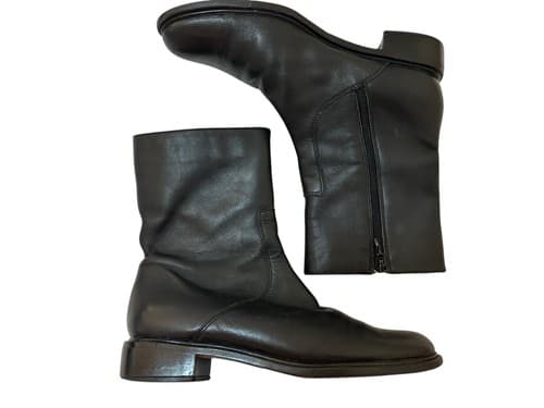 Vintage Santana Canada Black Genuine Leather Slouch Boots 7.5 Y2K Grunge Mod