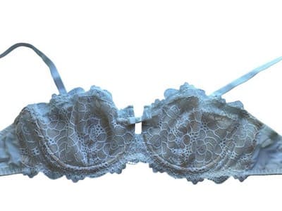 34DD Frederick’s Of Hollywood White & Beige Lace Bra Bow Lingerie Coquette