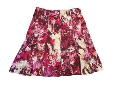 Size 6 Ann Taylor Cotton Pink A Line Skirt Cream Burgundy Career Free Shipping
