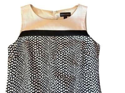 Size 6 Dana Buchman Cream & Black Shift Dress Cotton Elegant Career