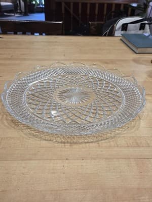Vintage Anchor Hocking Wexford Clear Glass Round Serving Platter 13.5" AS IS