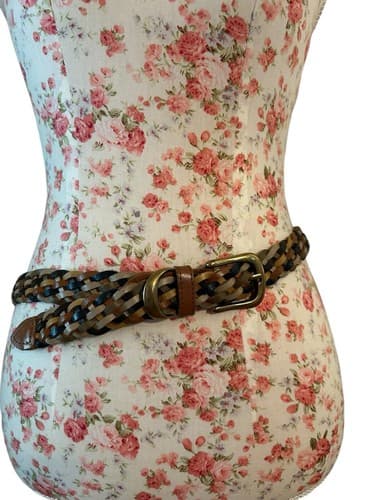 Vintage Belt Genuine Leather Braided Brown Bohemian Prairie Slouch Fall M/L