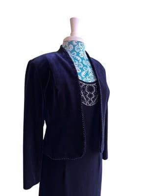Adriana Papell Velvet Dress & Jacket Set Suit Christmas Evening Maxi Sequin Bead