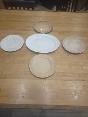 Vintage Pope Gosser Rose Point China Plates Platter Lot AS IS Crazed