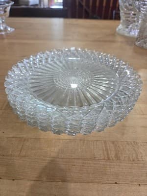 Anchor Hocking Waterford Waffle Plates Set of 5 - 9 Inch Vintage Pressed Glass