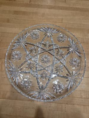 Anchor Hocking Crystal 13 Inch Round Decorative Platter - Star of David Pattern