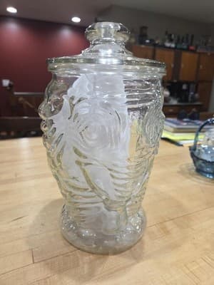 Vintage Libbey Big Tops Clear Glass Elephant Cookie Jar Canister Lid 13"