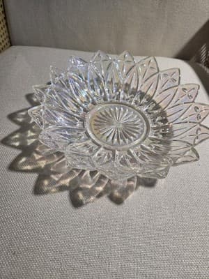 Federal Glass Iridescent Petal Rim Plate 8 Inch Vintage Pressed Glass