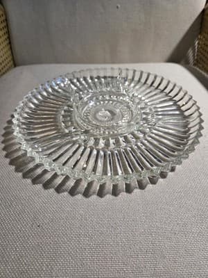 Vintage Clear Pressed Glass Scalloped 11" Serving Plate Platter