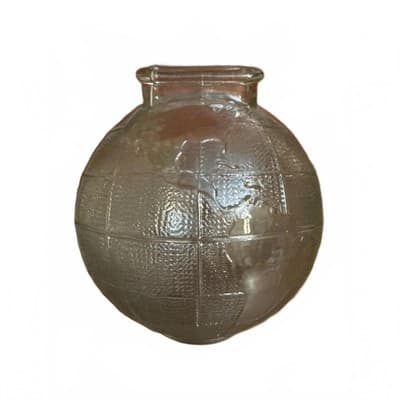 Vintage Clear Glass Globe Coin Bank Embossed World Map Still Bank 4”