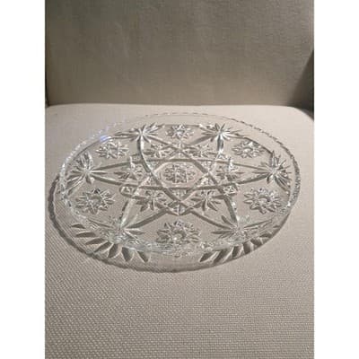 Anchor Hocking Crystal 11 Inch Round Decorative Platter - Star of David Pattern