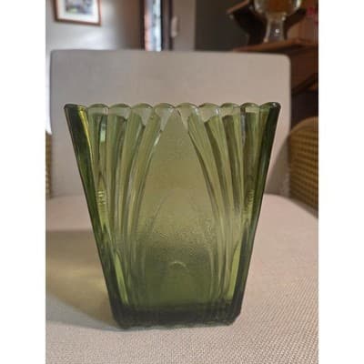 Vintage Helena Tynell Riihimaen Lasi Glass Vase Olive Green Finland MCM 6.5"