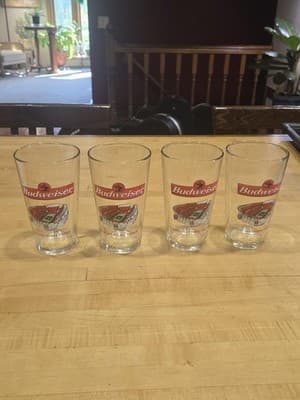 4 Vintage 1999 Budweiser Cleveland Browns Stadium Inaugural Season Beer Glasses