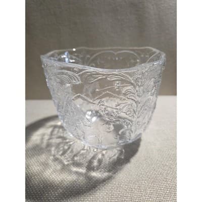 Vintage Kosta Boda Rhapsody Art Glass Bowl Sweden Kjell Engman Folklore Crystal